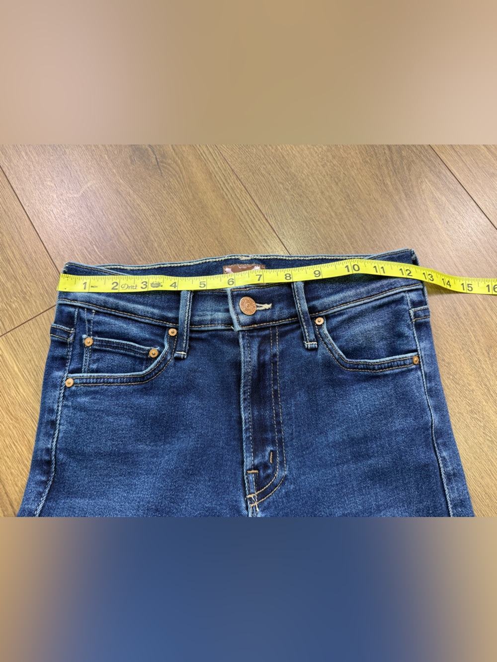 Mother Denim The Outsider Ankle Fray In Uncharted Waters Mid Rise Flare Size 24 - Picture 13 of 15